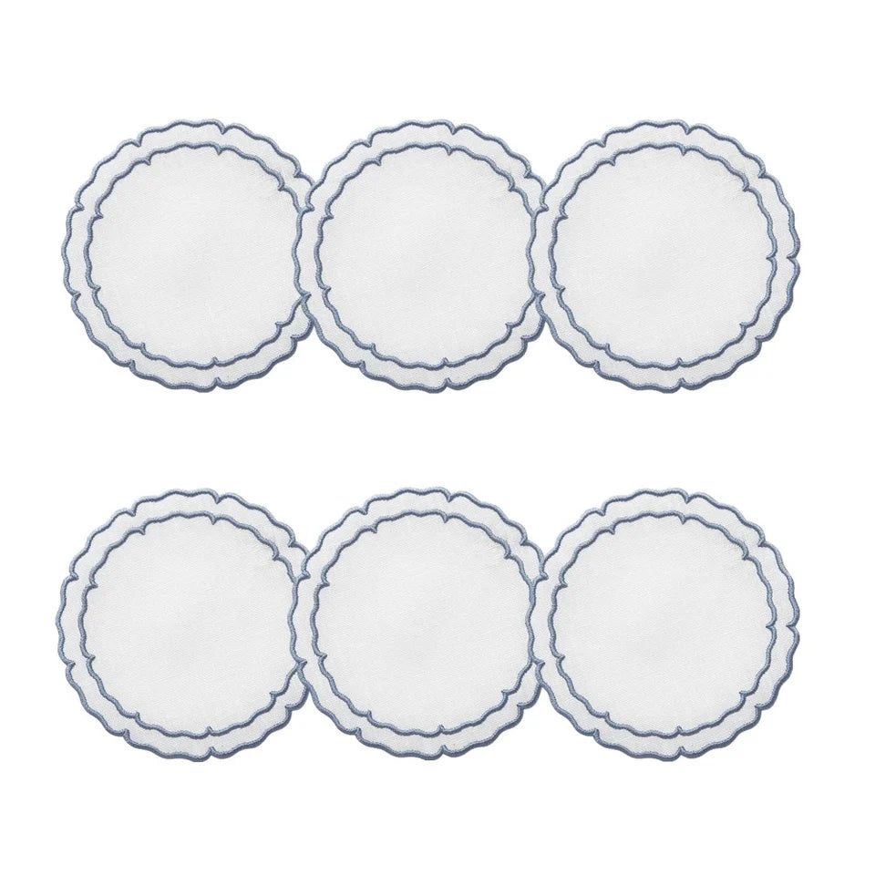 Linho Scalloped Round Coasters Set of 6