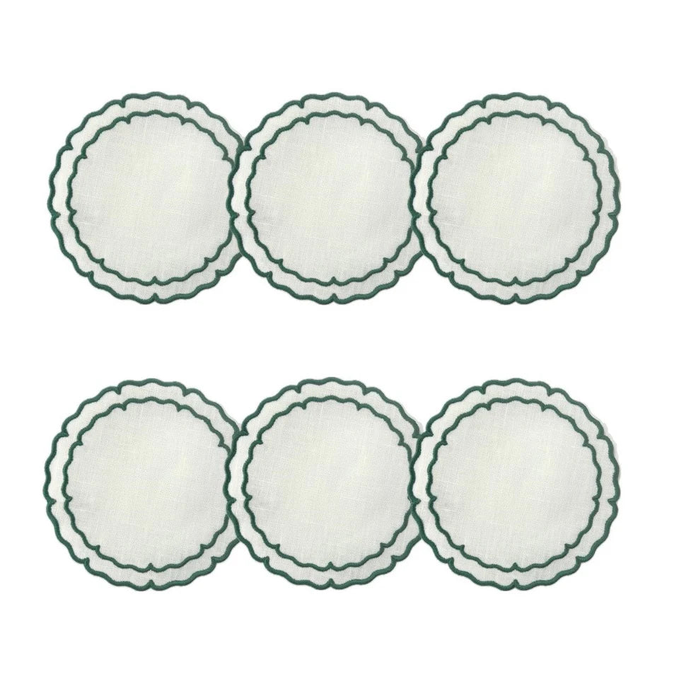Linho Scalloped Round Coasters Set of 6