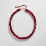 Maroon Joyce Semi-Precious Beaded Necklace - Red Jasper