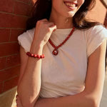 Red Jane Beaded Bracelet - Cherry Red