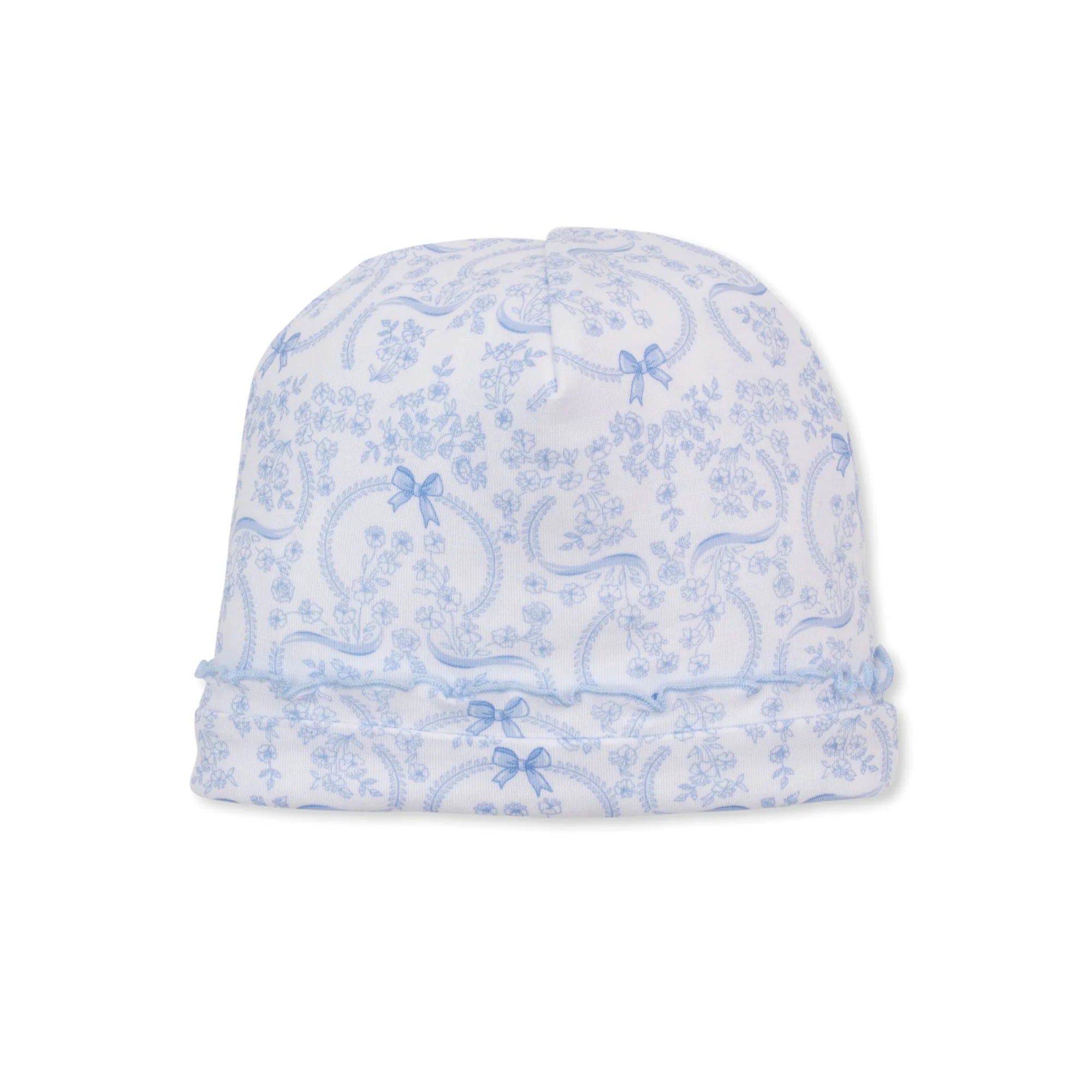 Blue Delicate Blooming Bows Printed Hat
