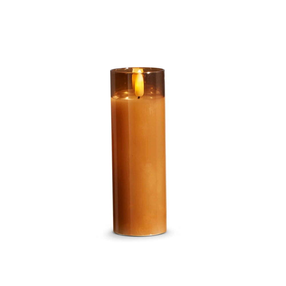 2x6 Gold Glass Ivory Pillar Candle