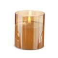 3.5x4 Gold Glass Ivory Pillar Candle