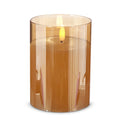 3.5x5 Gold Glass Ivory Pillar Candle