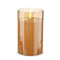 3.5x6 Gold Glass Ivory Pillar Candle