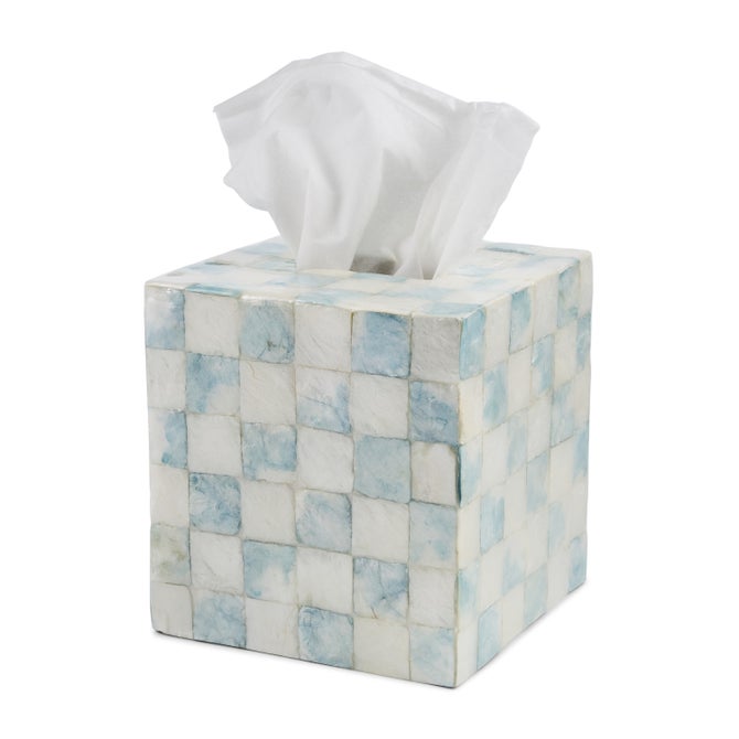 Sky Check Capiz Boutique Tissue Box Cover