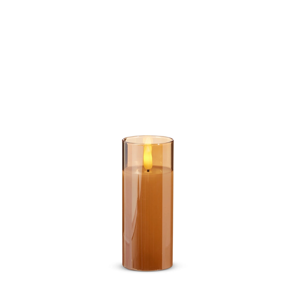 2x5 Gold Glass Ivory Pillar Candle