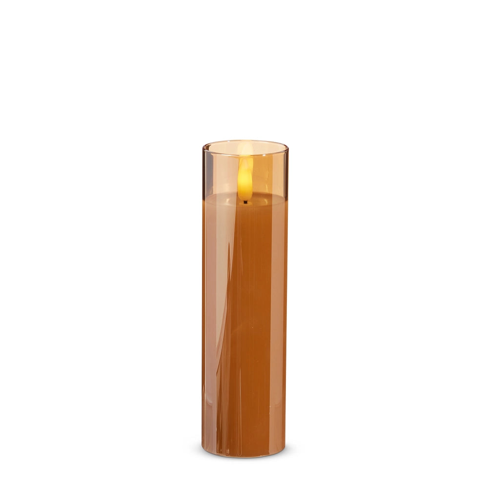 2x7 Gold Glass Ivory Pillar Candle