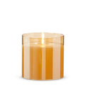 6x6 Gold Glass Ivory Pillar Candle