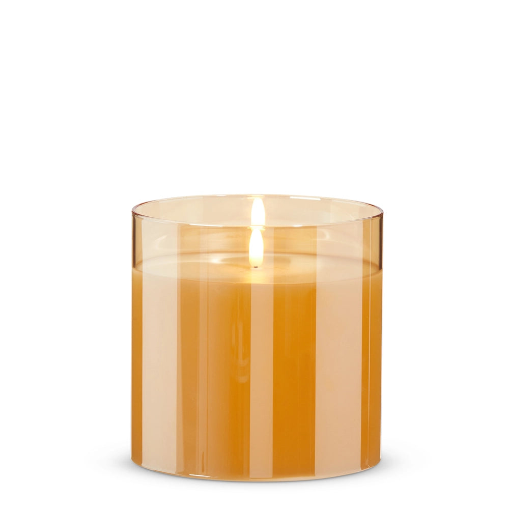 6x6 Gold Glass Ivory Pillar Candle