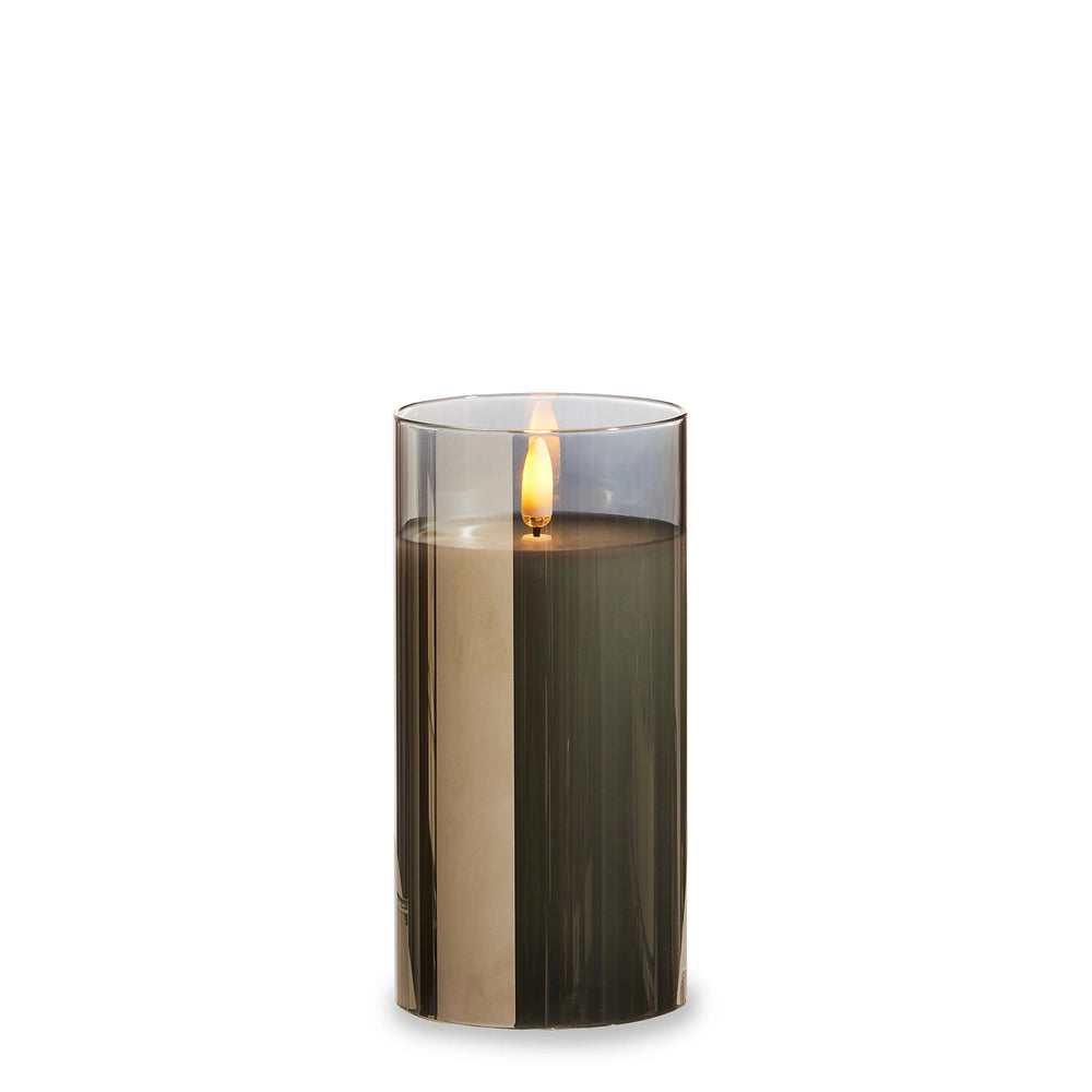 3x6 Smoke Glass Ivory Pillar Candle