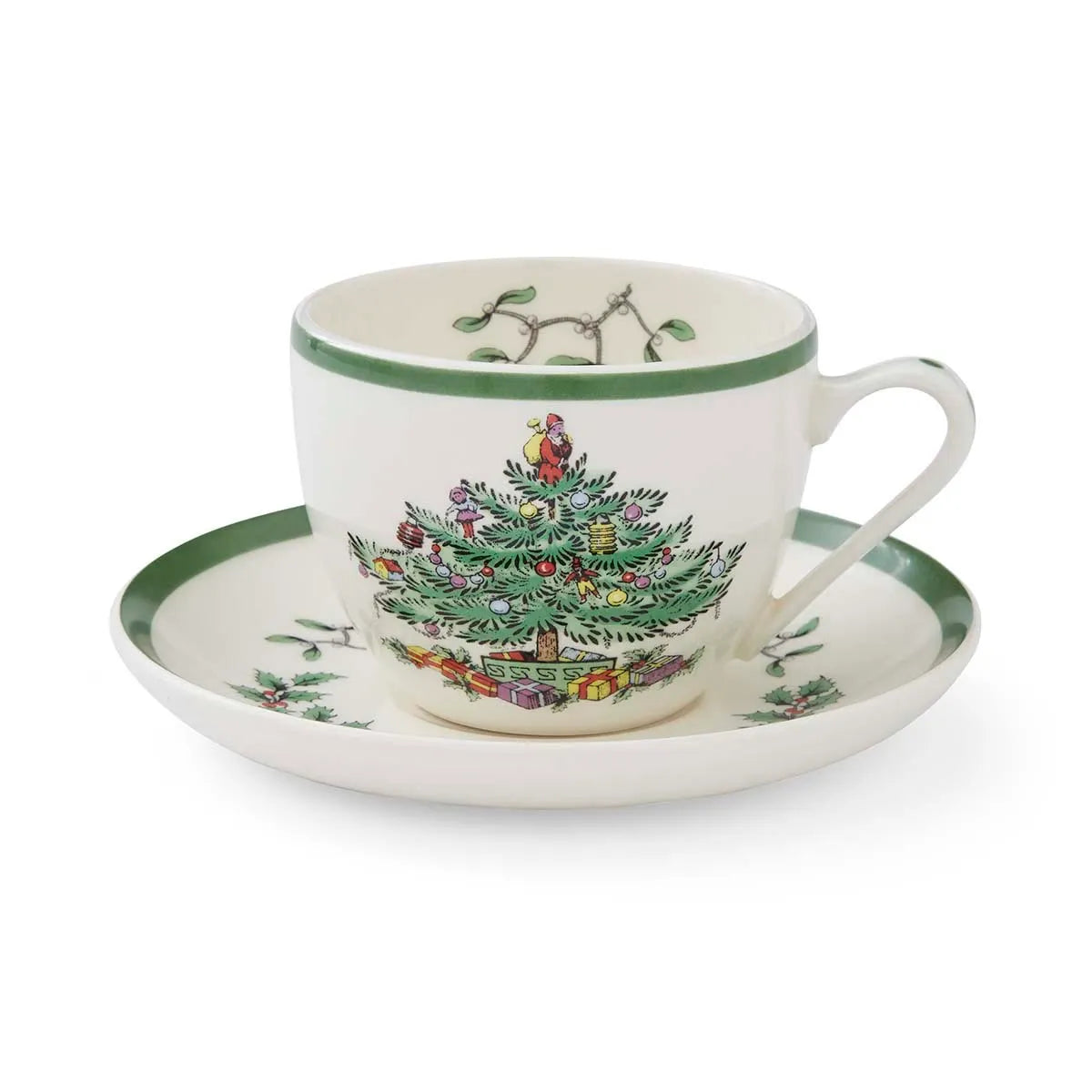 Christmas Tree Teacup & Saucer