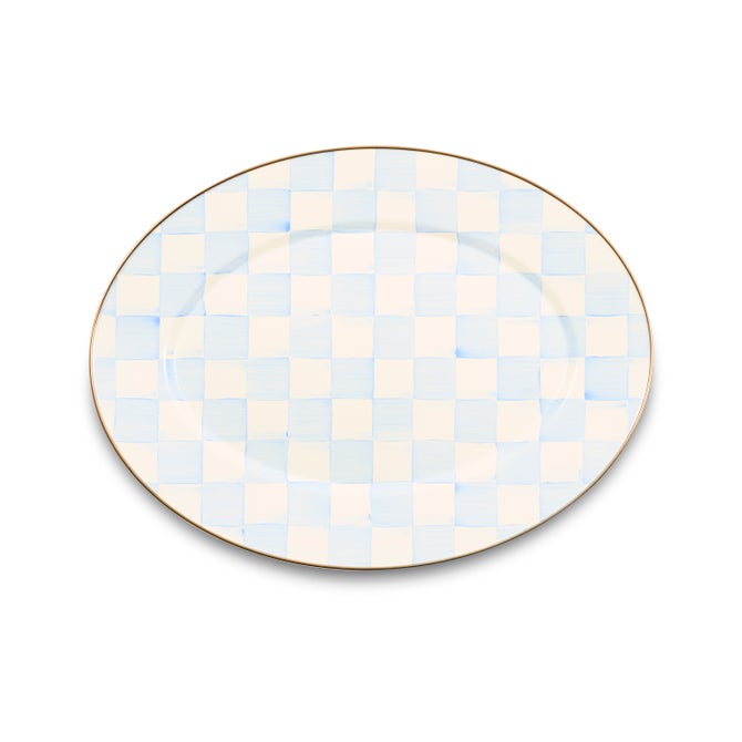 Sky Check Medium Oval Platter