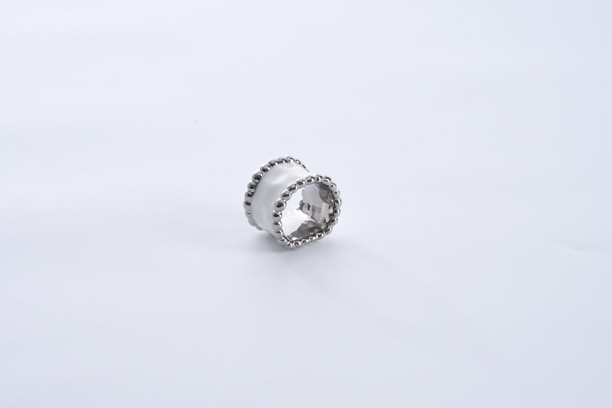 Napking Rings Set of 4 White/Silver