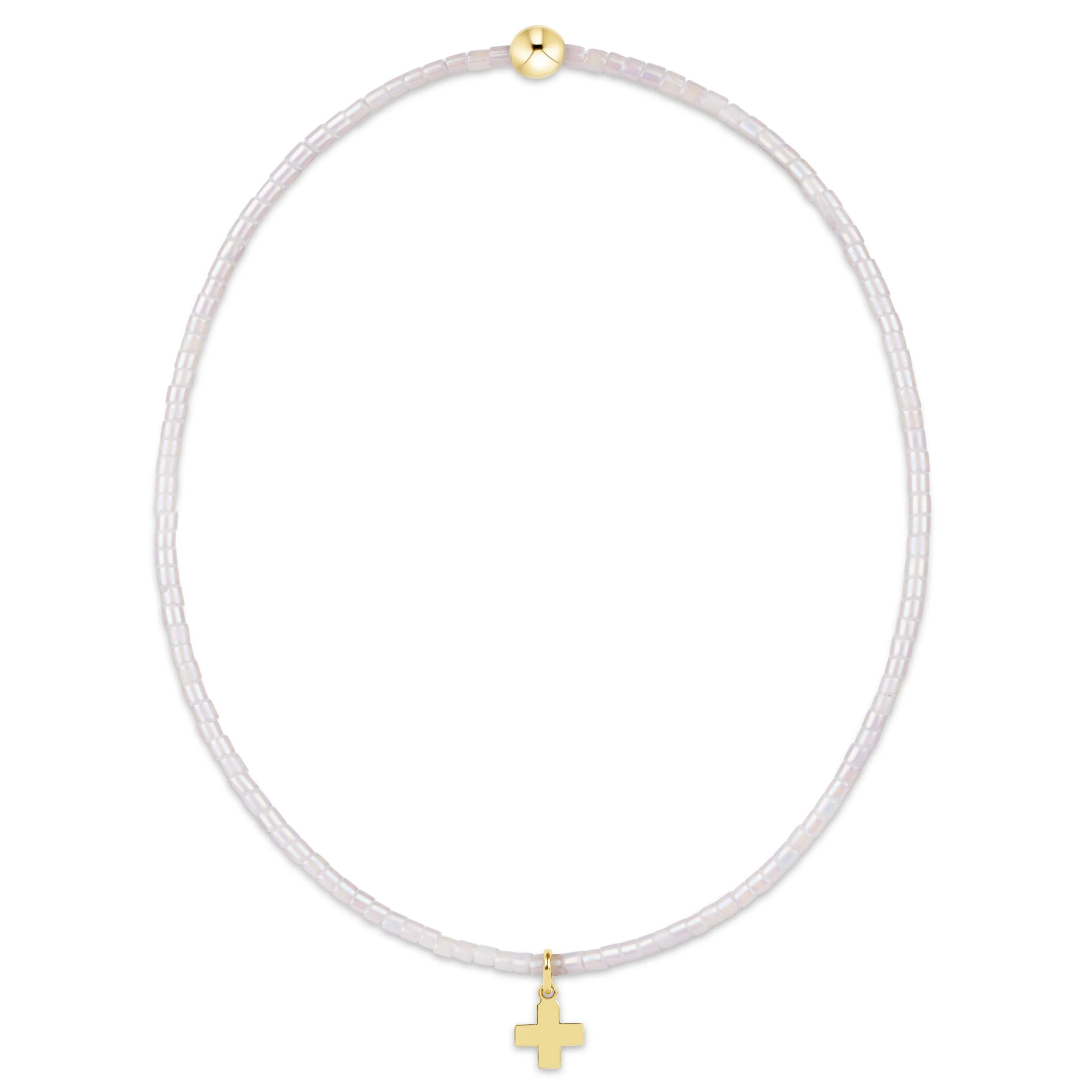 Hope Classic silky White Bracelet Signature Cross Small Gold Charm