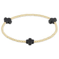 Signature Cross 2MM Gold Bracelet - Onyx