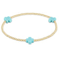 Signature Cross 2MM Gold Bracelet Turquoise