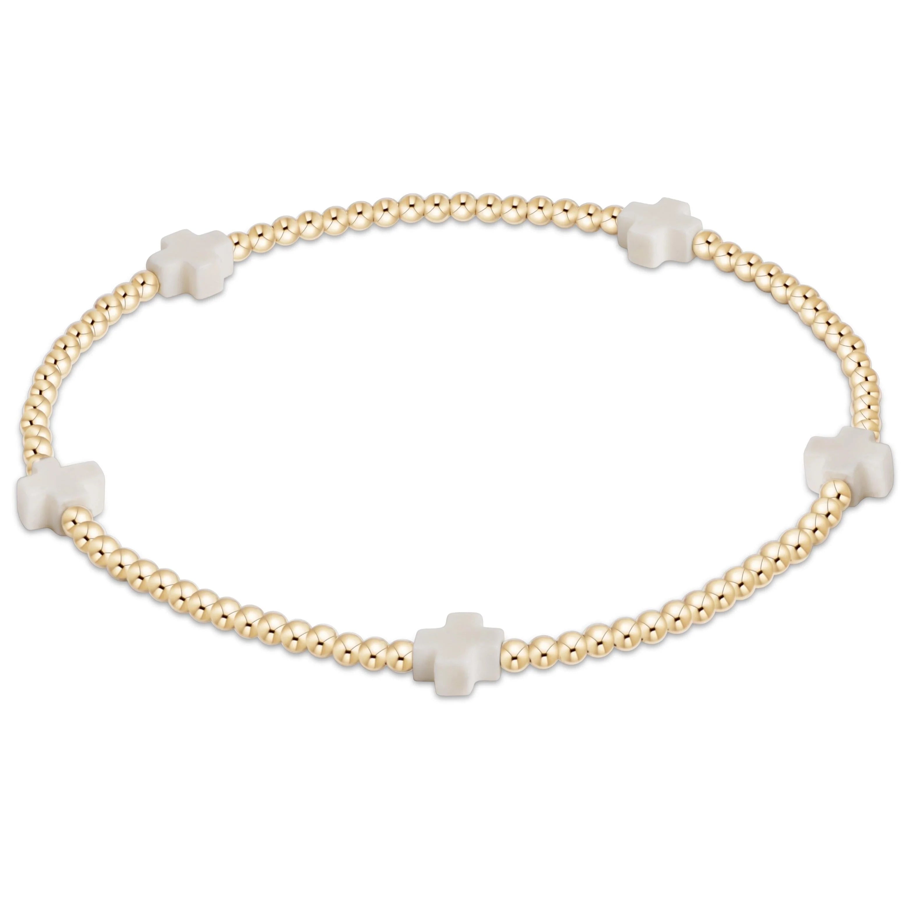 Signature Cross 2MM Gold Bracelet - Off White
