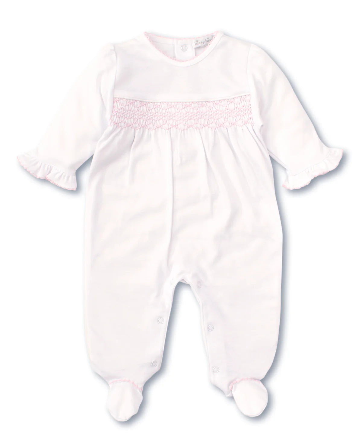 Hand Smocked CLB Charmed White/Pink Footie