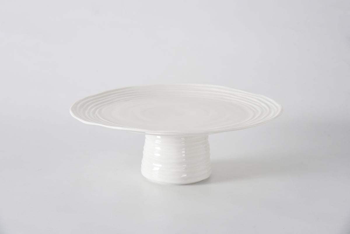 Round Cake Stand Le Blanc Pattern All White