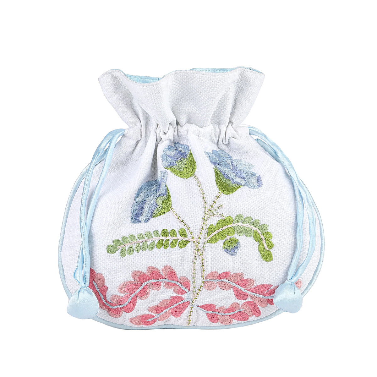 Embroidered Carnation Jewelry Pouch