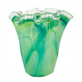 Onda Glass Green Ruffled Vase