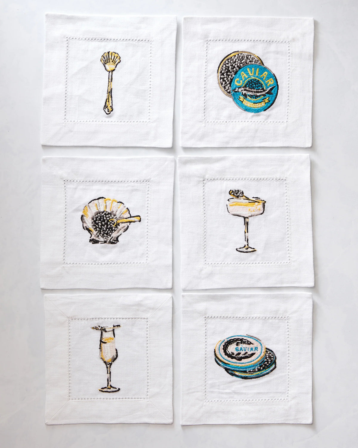 Champagne & Caviar Cocktail Napkins Set of 6