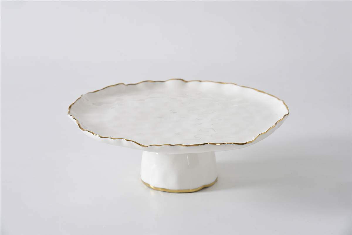 Round Cake Stand Portofino white/gold