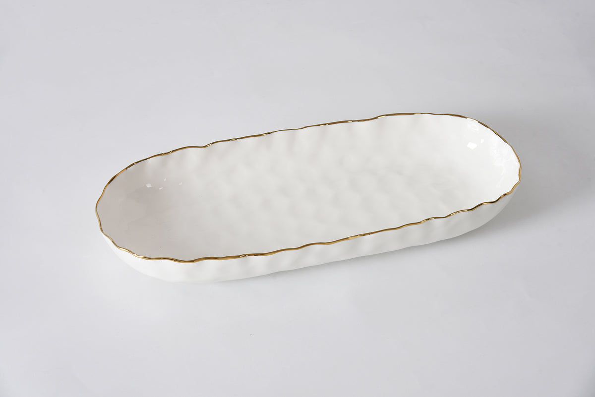 Large Deep Server Portofino Style White/Gold
