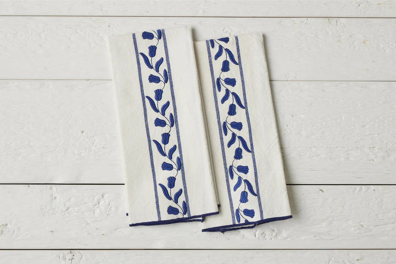 Kitchen Tea Towel, Navy Blue Tulip, Set of 2