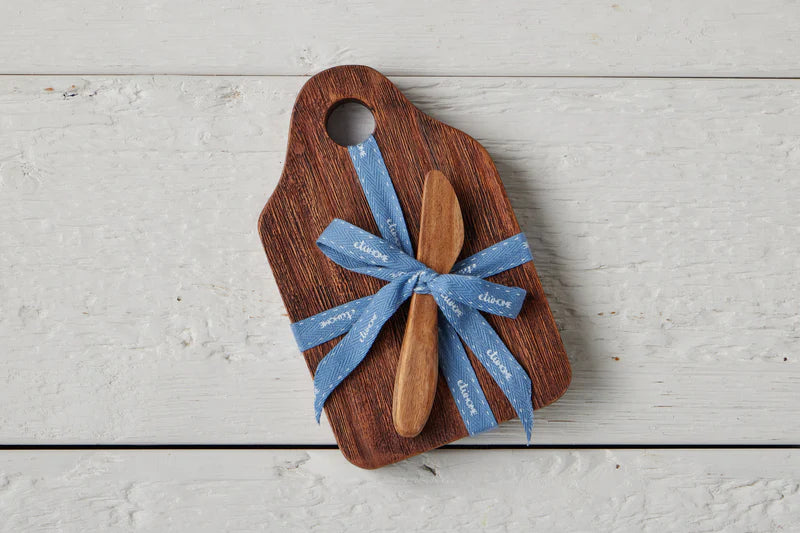 Mini Dutch Appetizer Board, Natural, Denim Ribbon