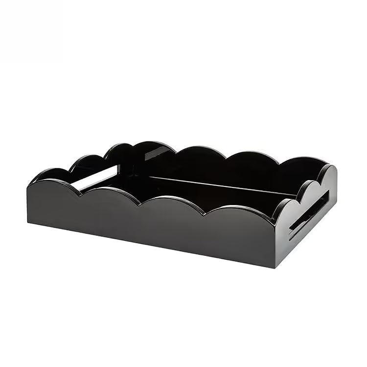 Medium Rectangular Lacquered Scalloped Tray