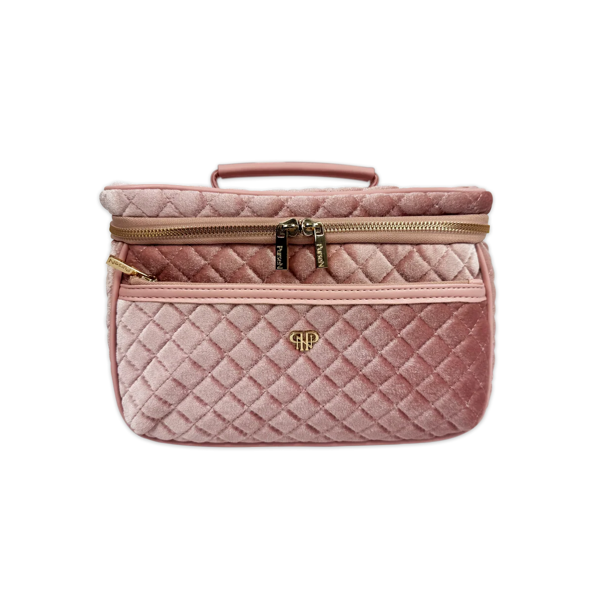 Train Case Blush Velvet Quilted