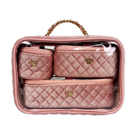 Trio Jet Setter Blush Velvet Quilted