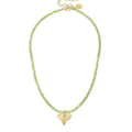 Gold Heart on Light Green Beaded Necklace