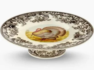 Woodland Turkey Footed Cake Plate