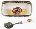 Woodland Turkey Cranberry Dish w/ Slotted Spoon