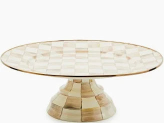 Mocha Check Large Pedestal Platter