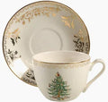 Gold Christmas Tree Teacup & Saucer