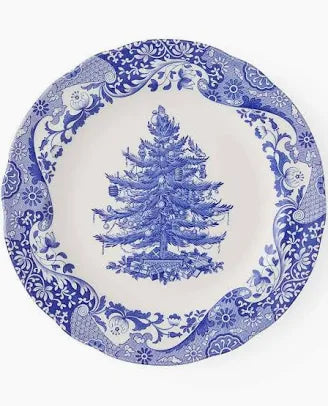 Blue Italian Christmas Salad Plate
