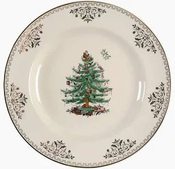 Gold Christmas Tree Dinner Plate